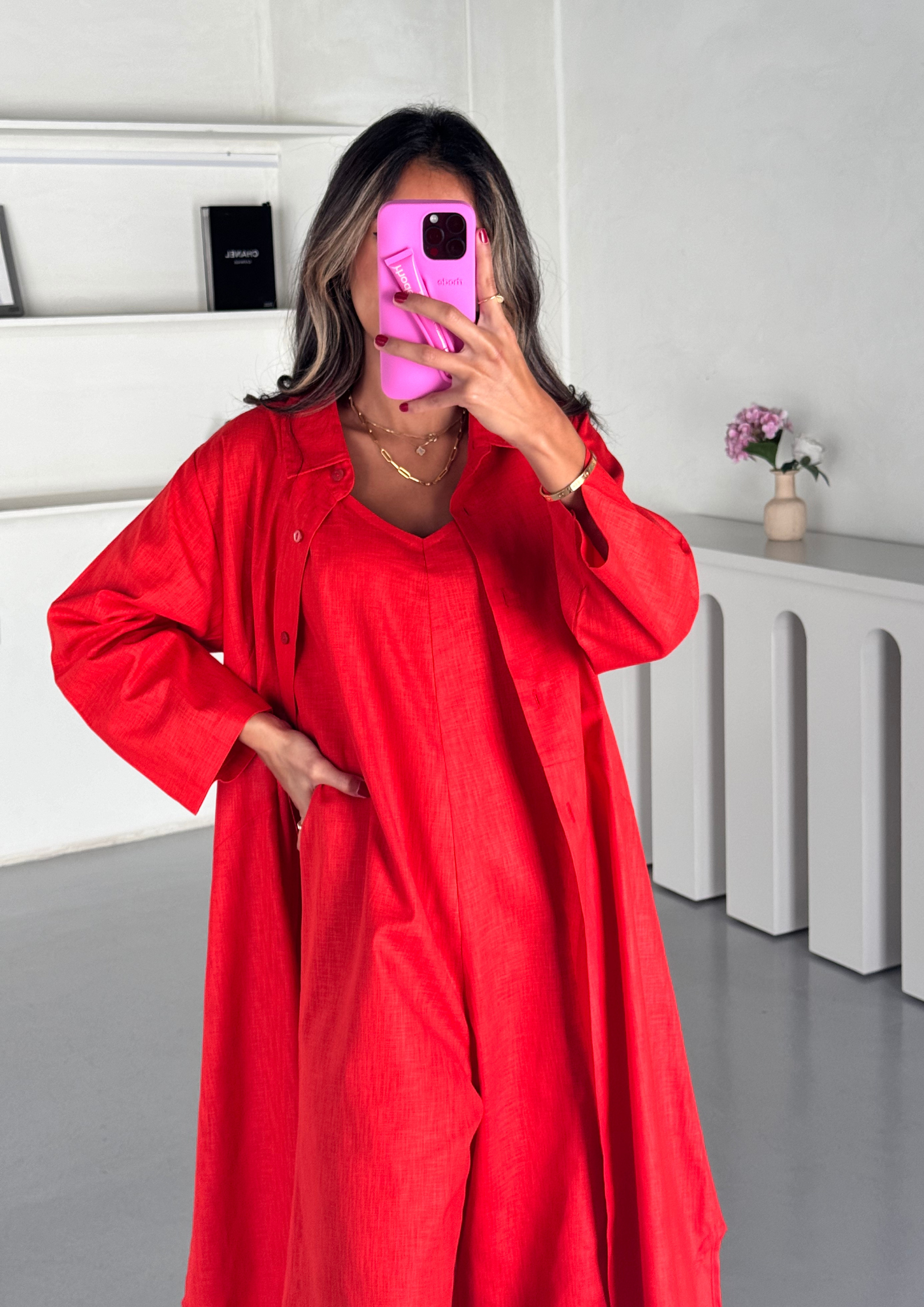 Jumpsuit Coord - Red