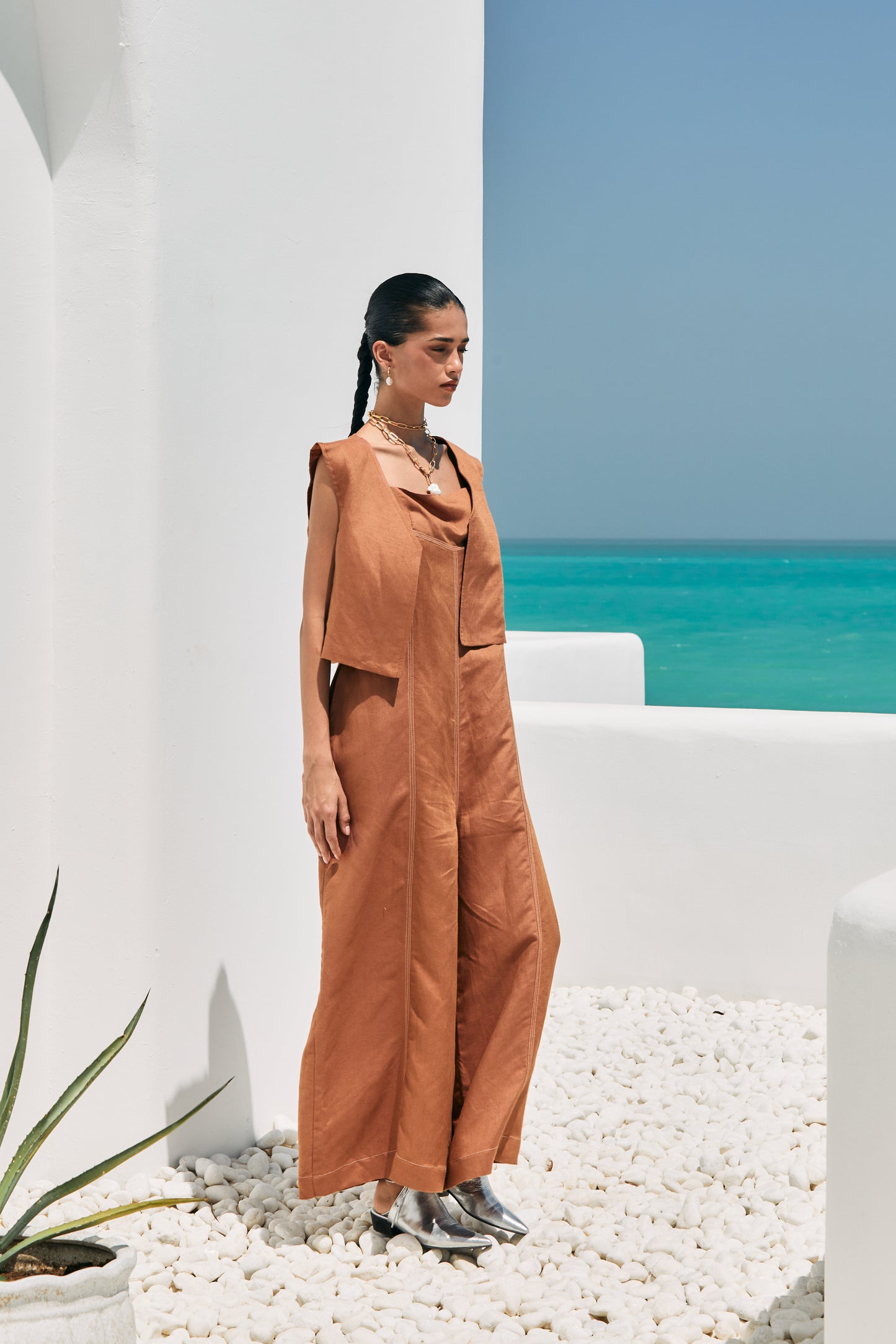 Elba Jumpsuit Coord - Tan