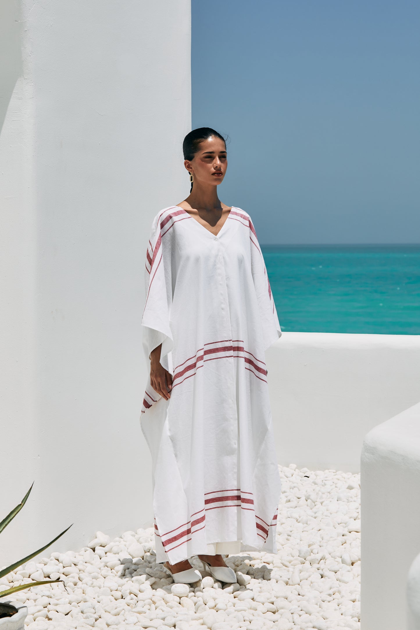 Salina Kaftan Coord - White