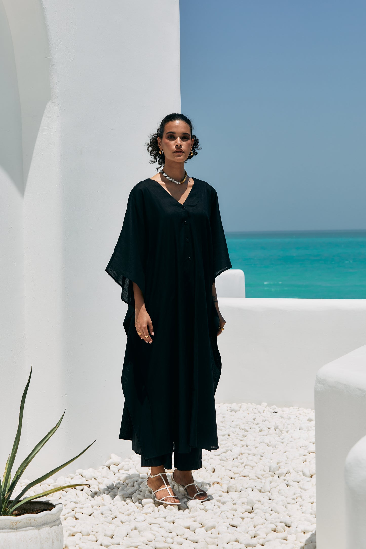 Salina Kaftan Coord - Black