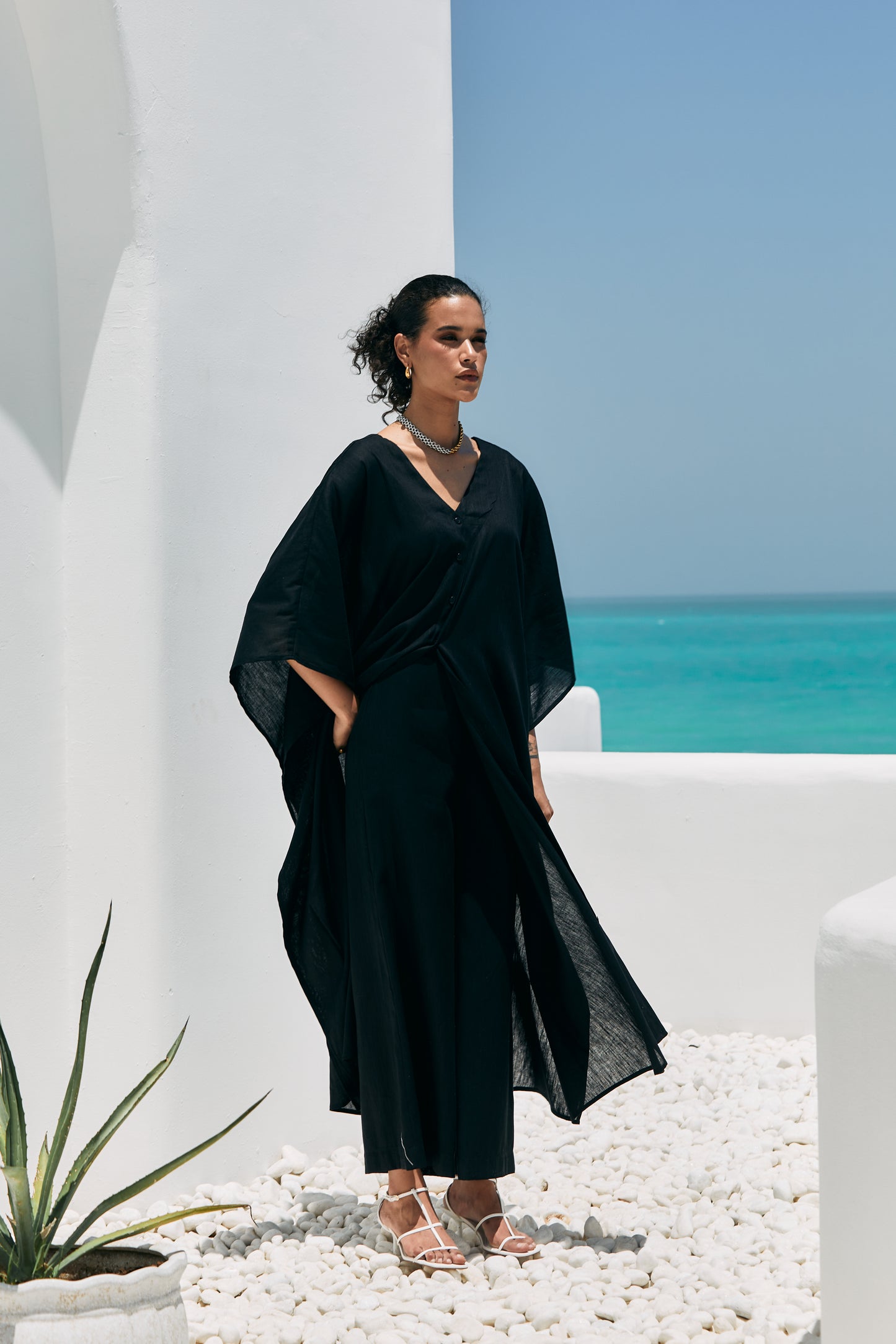 Salina Kaftan Coord - Black